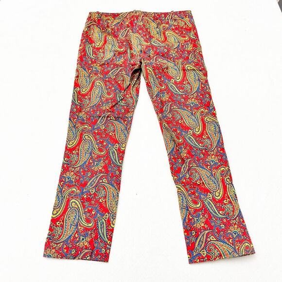 Ralph Lauren Red Petites Paisley Printed Slack Pants Size 8P EUC - Picture 3 of 7